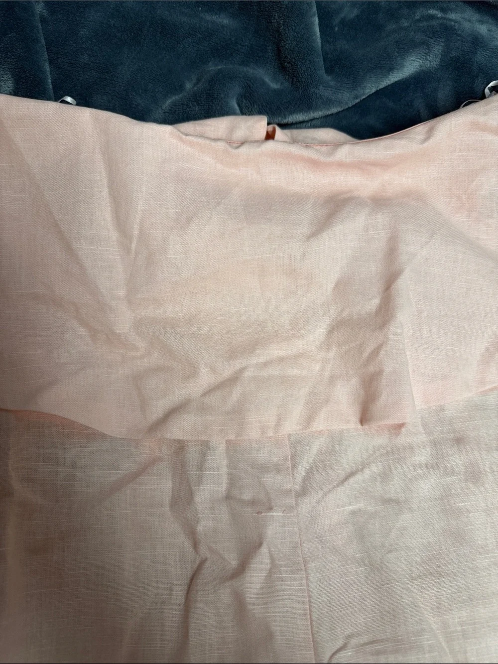 Zara Light Pink Linen Strapless Wide-Leg Jumpsuit